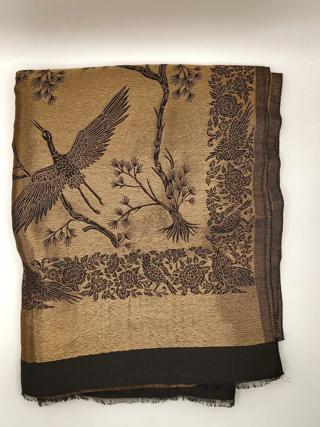 Premium Quality Black And Golden Reversible Moonlight Metallic Weave Shawl