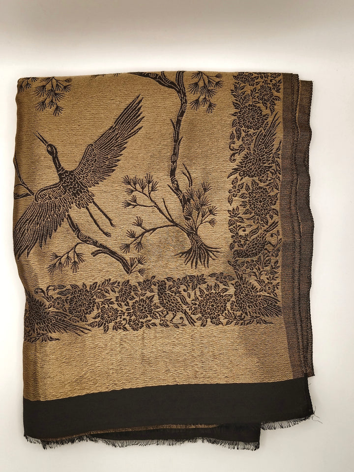 Premium Quality Black And Golden Reversible Moonlight Metallic Weave Shawl