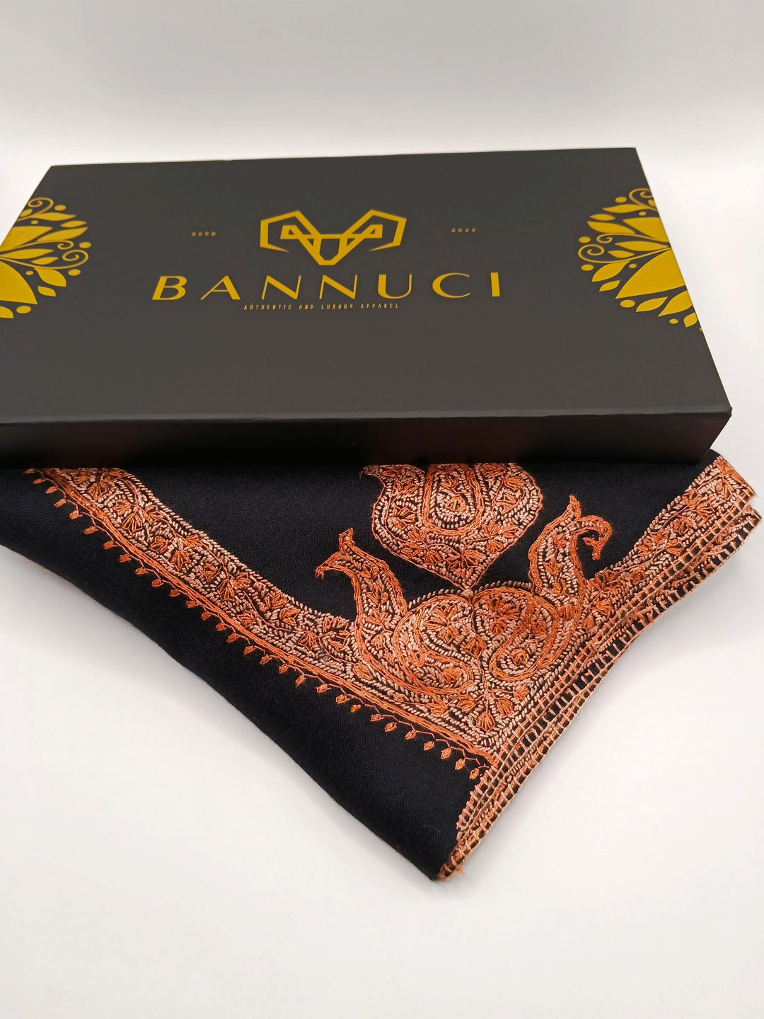 Hand Embroidered Extremely Soft Original Toosh Shawl With Border And 4 Kunj Motifs