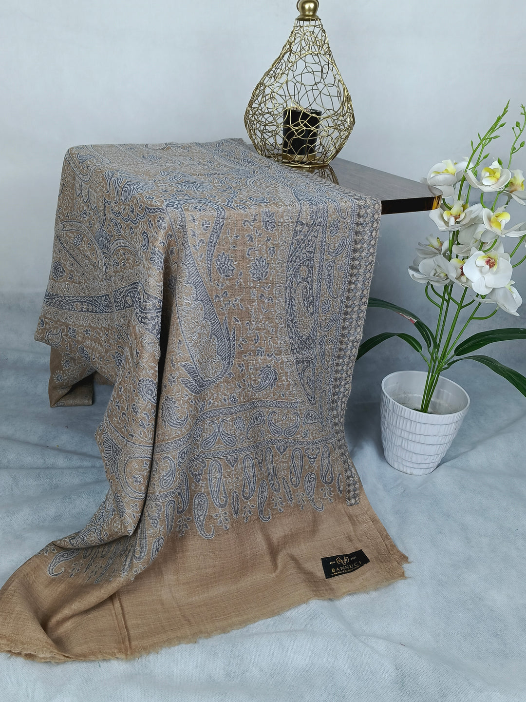 Extremely Soft Pashmina Kani Shawl With Khadi Pattern