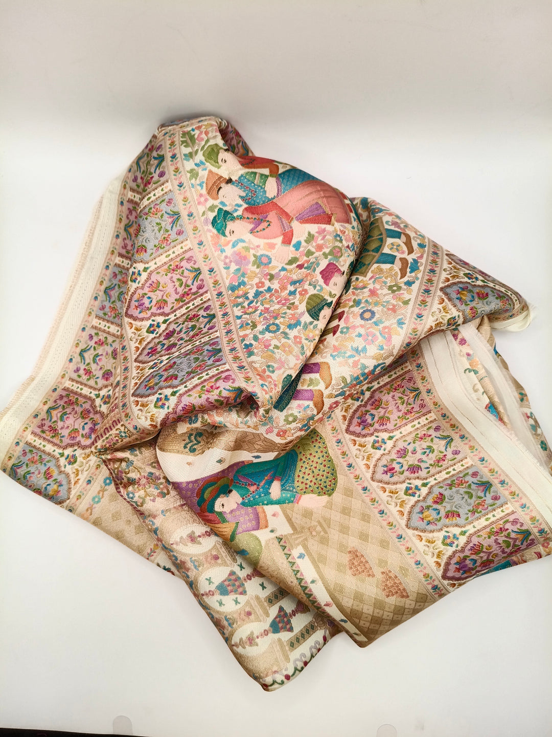 Premium Quality Off White Mix Multi Color kani Silk Pashmina  Shawl