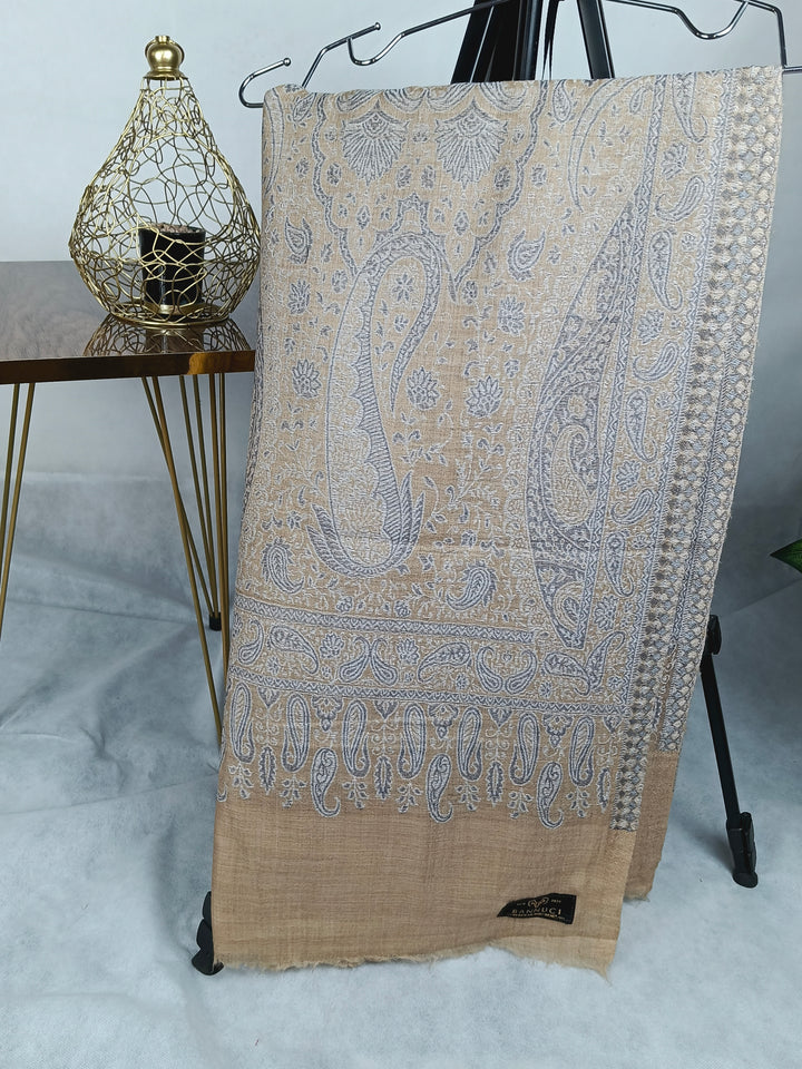 Extremely Soft Pashmina Kani Shawl With Khadi Pattern