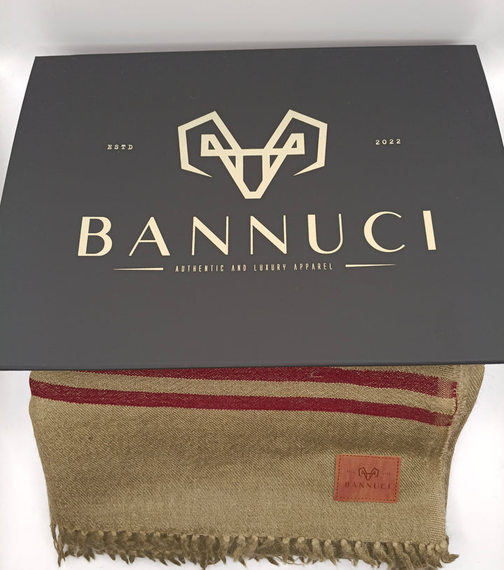 Premium Quality Striped Brown Colour Pure/High Grade 48 Fiber Shawl