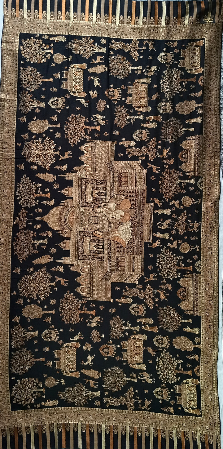 Premium Quality  Black Color kani Pashmina  Shawl