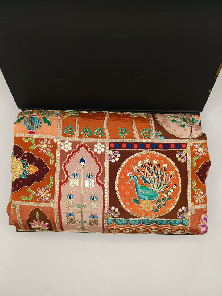 Mehsuri Silk With Hand Embroidery Multi Color Shawl