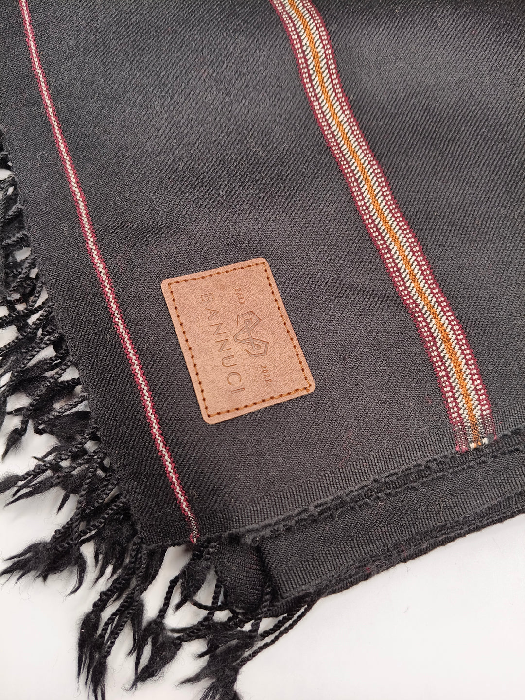 Premium Quality Striped Double Fiber 72 Black Woolen Shawl