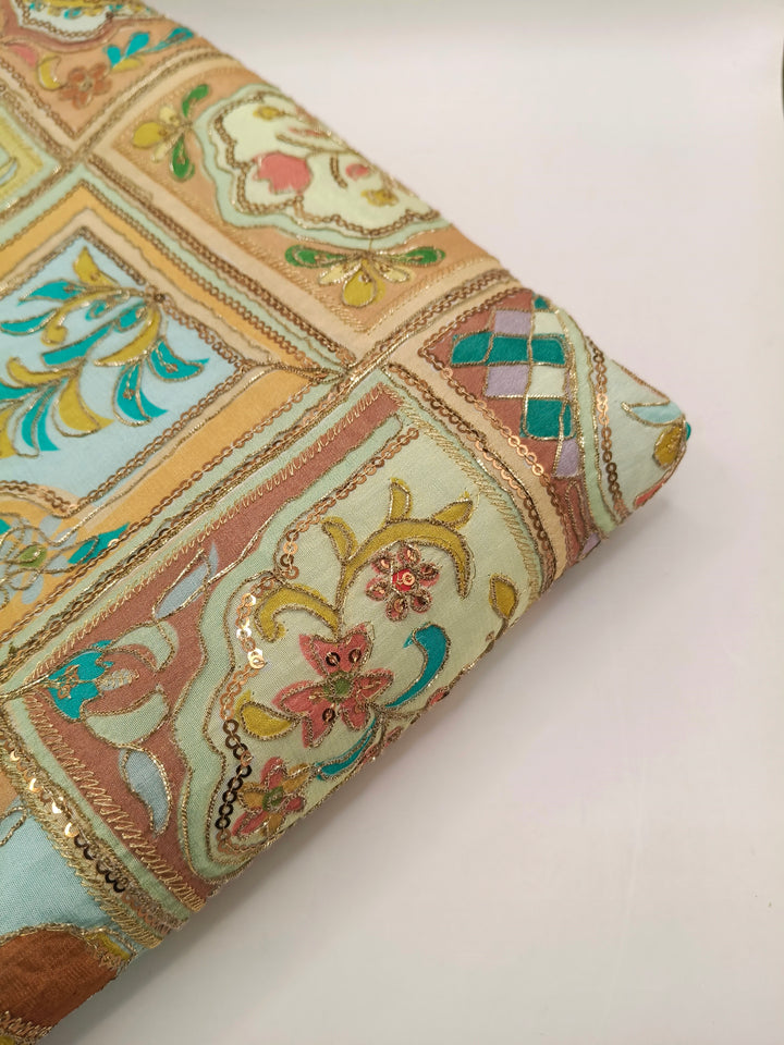 Mehsuri Silk With Hand Embroidery Multi Color Shawl