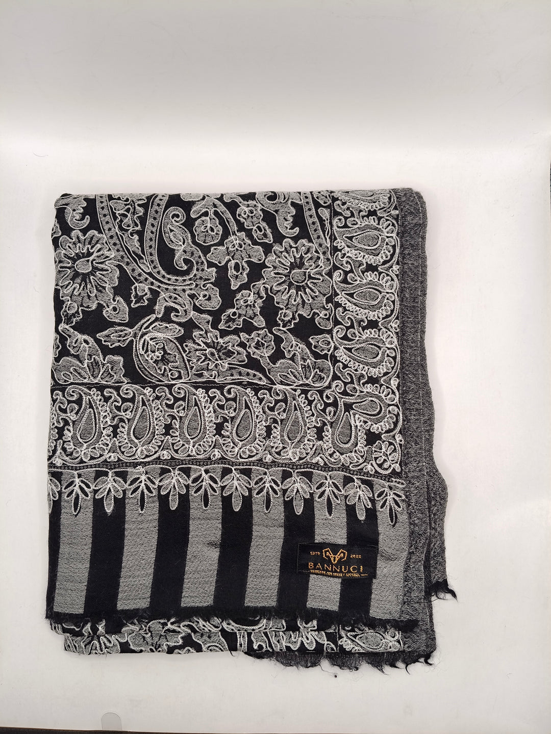 Premium Quality Black Embroidered Kani Pashmina Cashmere Shawl