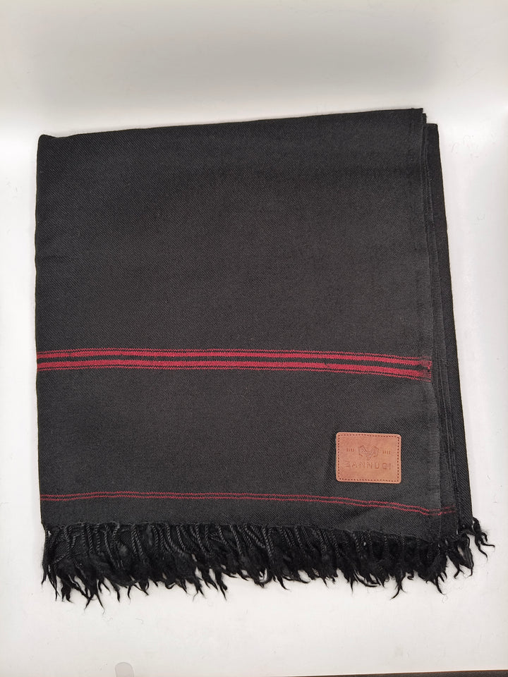Premium Quality Multi Color Striped Double Fiber 72 Black Woolen Shawl