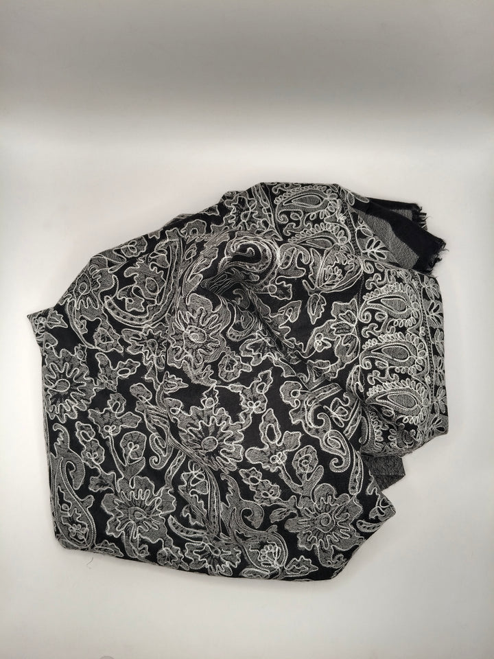Premium Quality Black Embroidered Kani Pashmina Cashmere Shawl