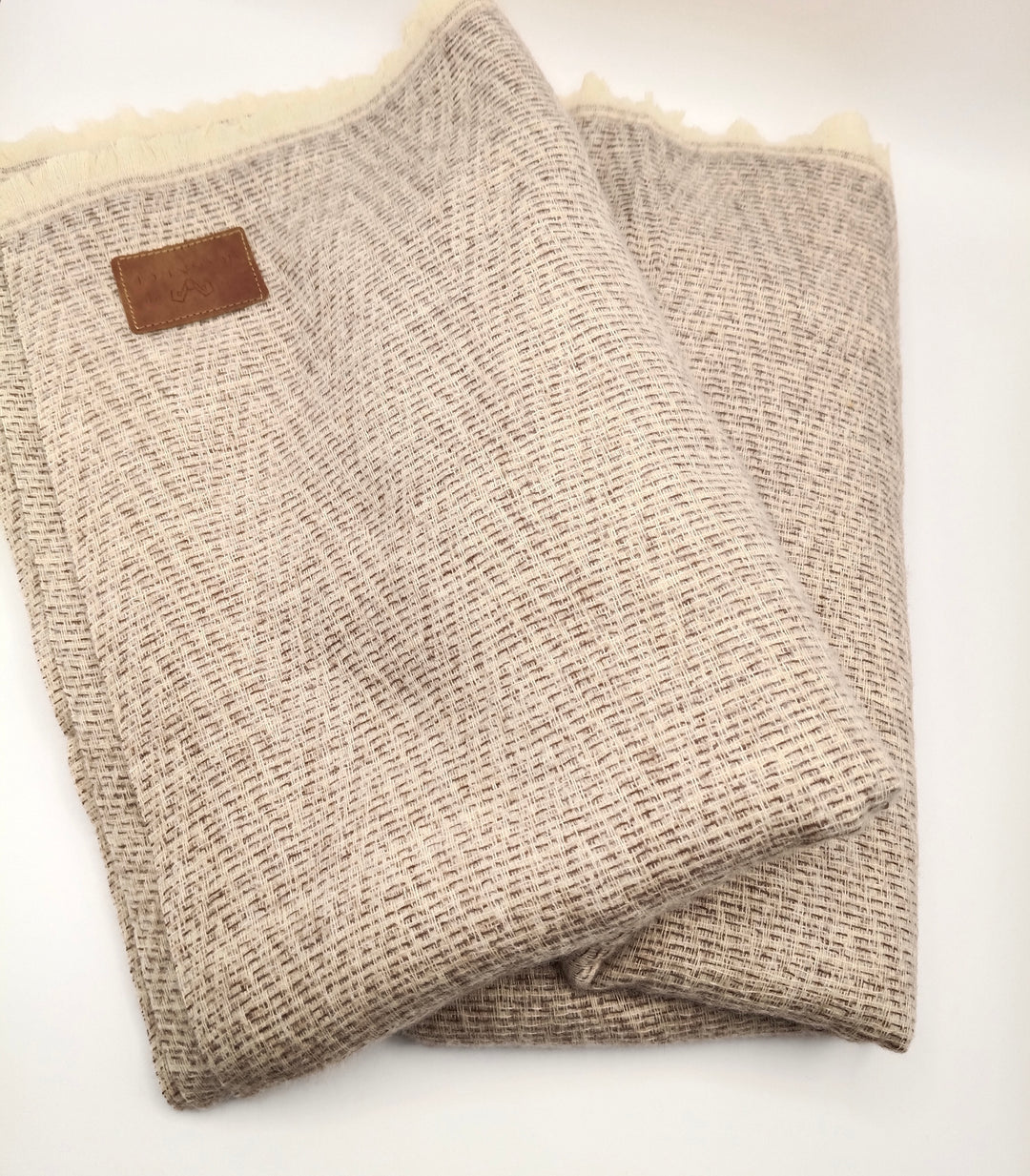 Premium Quality Cream Checked Pashmina Cashmere Shawl