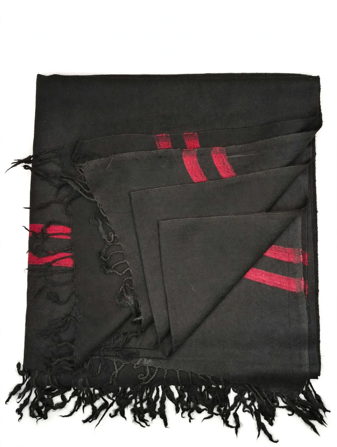 Premium Quality Single Fiber Black 72 Grade Striped Pure Woolen Shawl