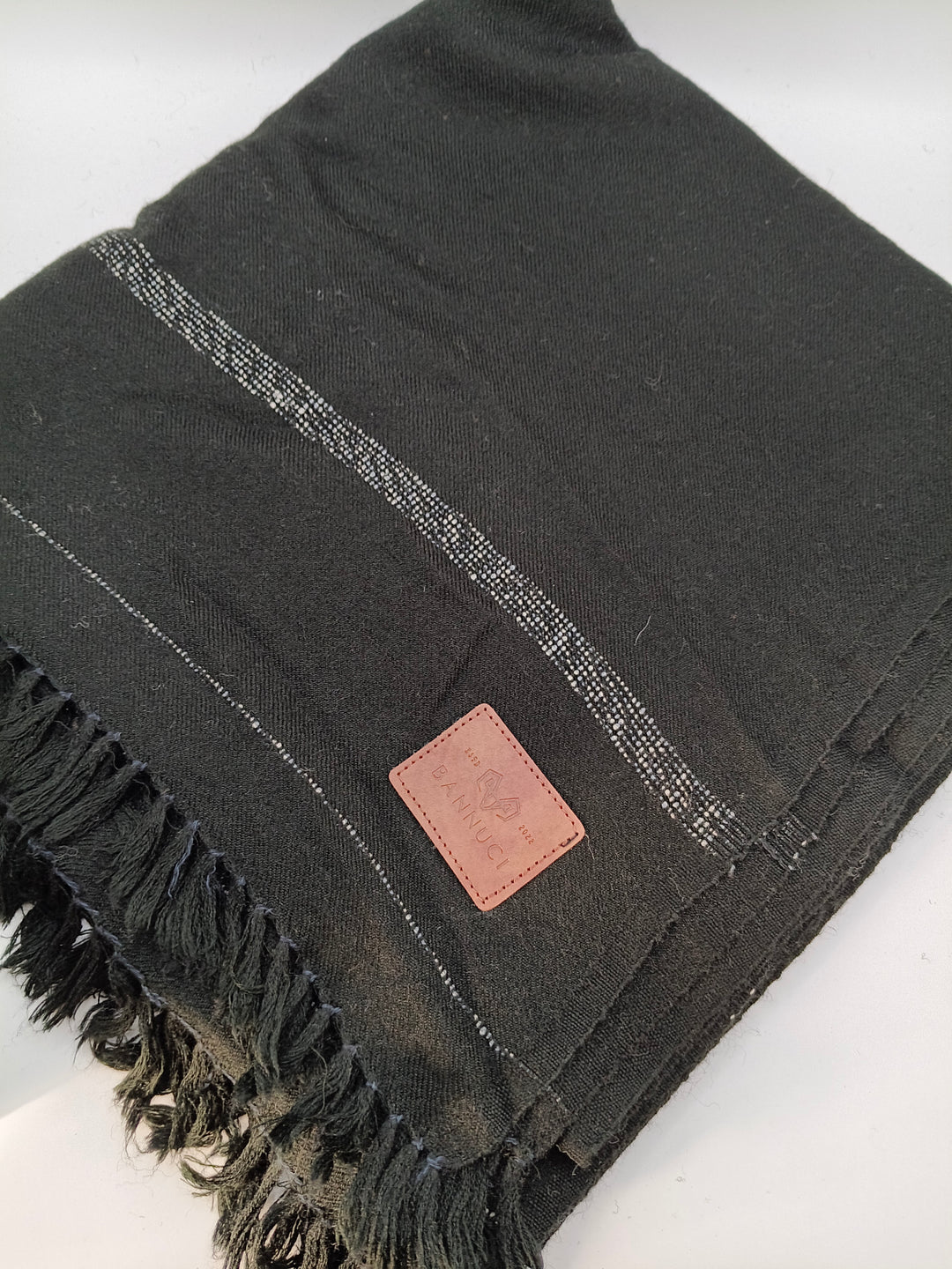 Supreme Quality Gray Pure Angora Rabbit Striped Woolen Shawl