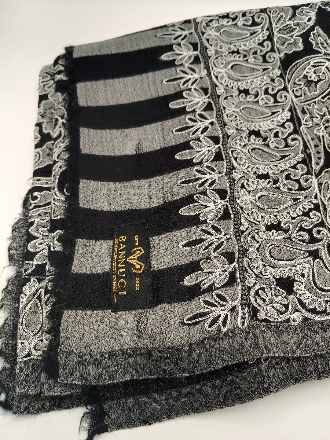 Premium Quality Black Embroidered Kani Pashmina Cashmere Shawl