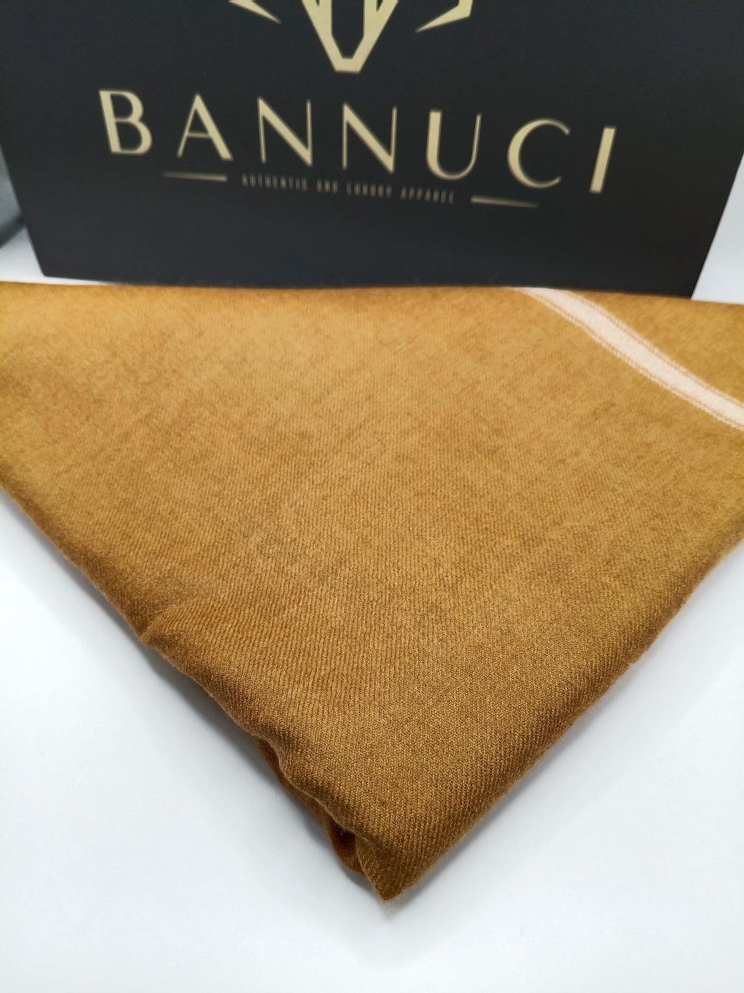 Premium Quality Stripped Double Fiber 72  Camel Color Woolen Shawl