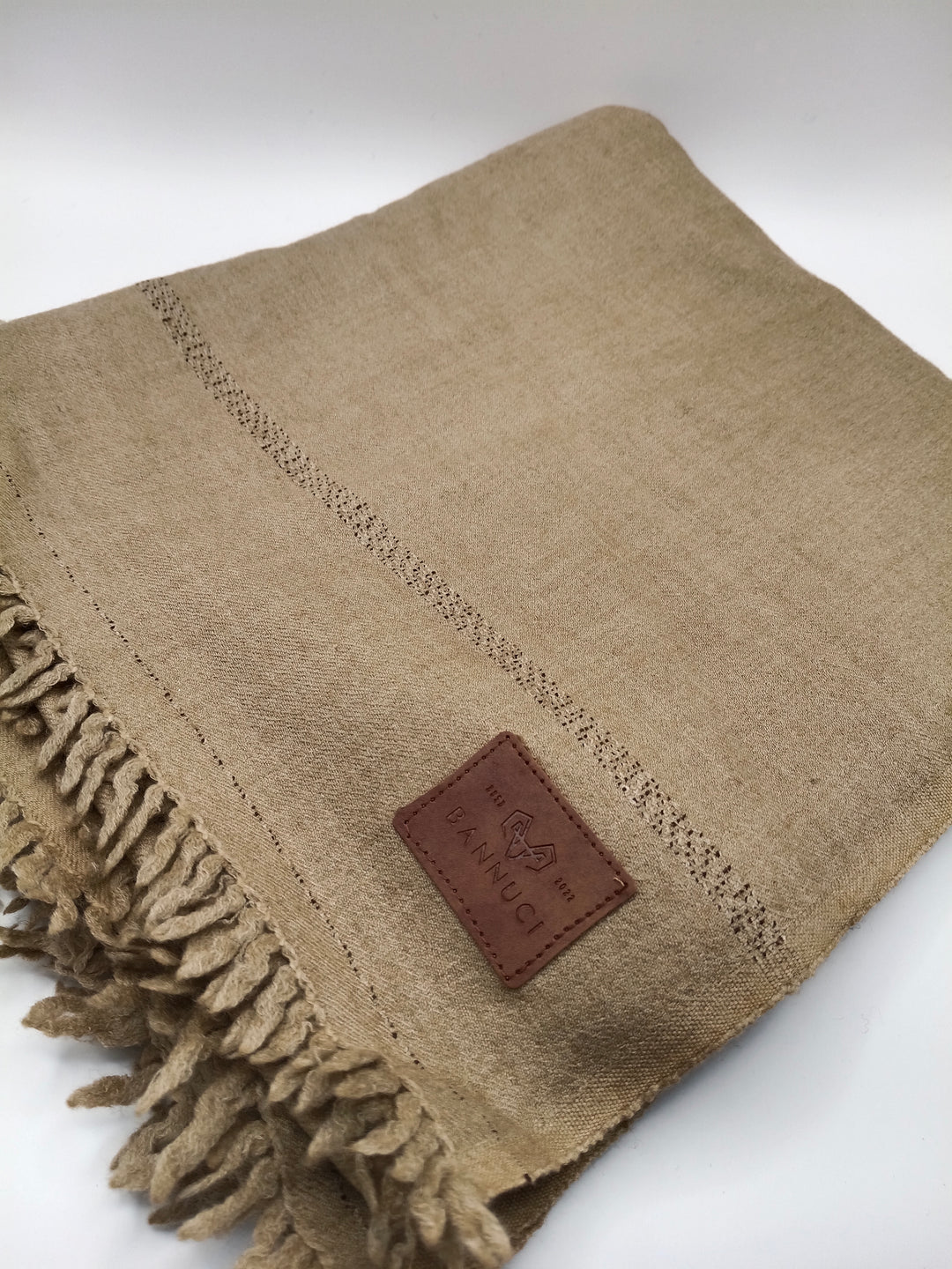 Supreme Quality Brown Pure Angora Rabbit Striped Woolen Shawl 2