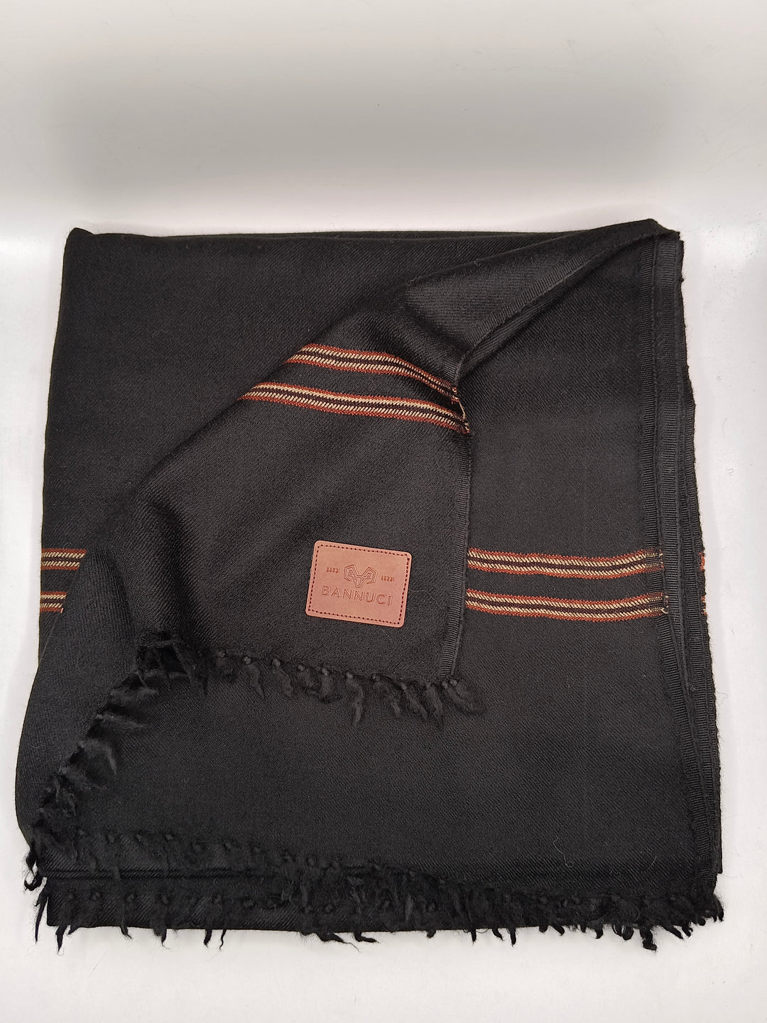 Premium Quality Multi Color Striped Double Fiber 72 Black Woolen Shawl