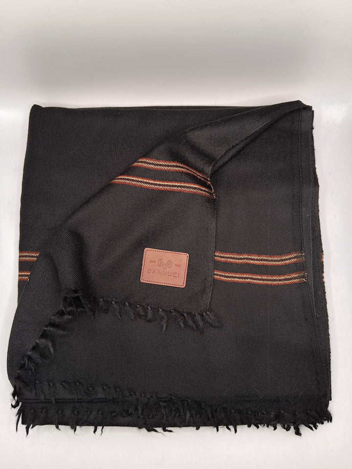 Premium Quality Multi Color Striped Double Fiber 72 Black Woolen Shawl