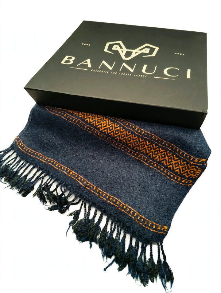 Premium Quality And Extremely Soft Blue Muffler With Orange Stripped Design