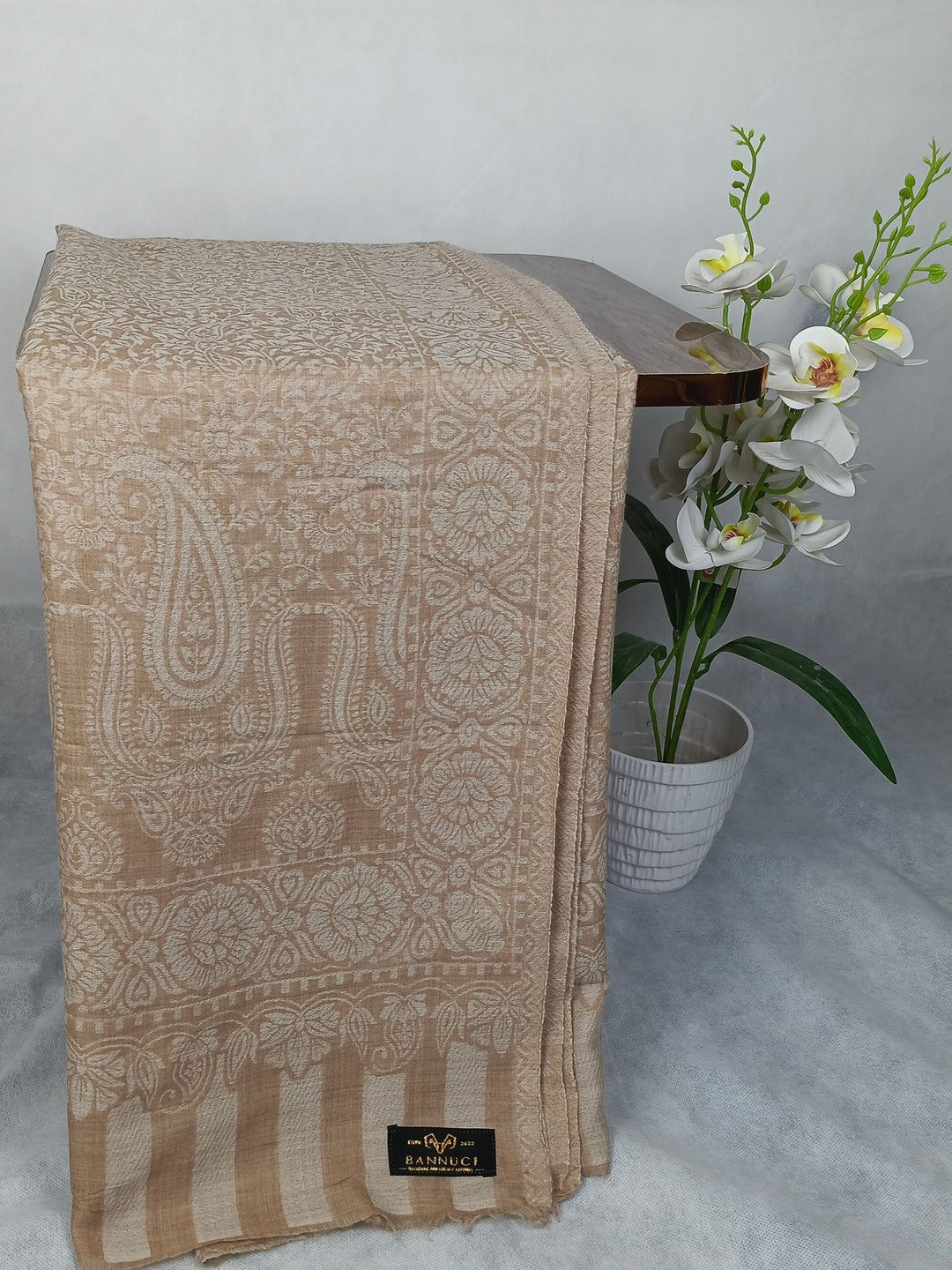 Extremely Soft Pashmina Kani Shawl With Khadi Pattern