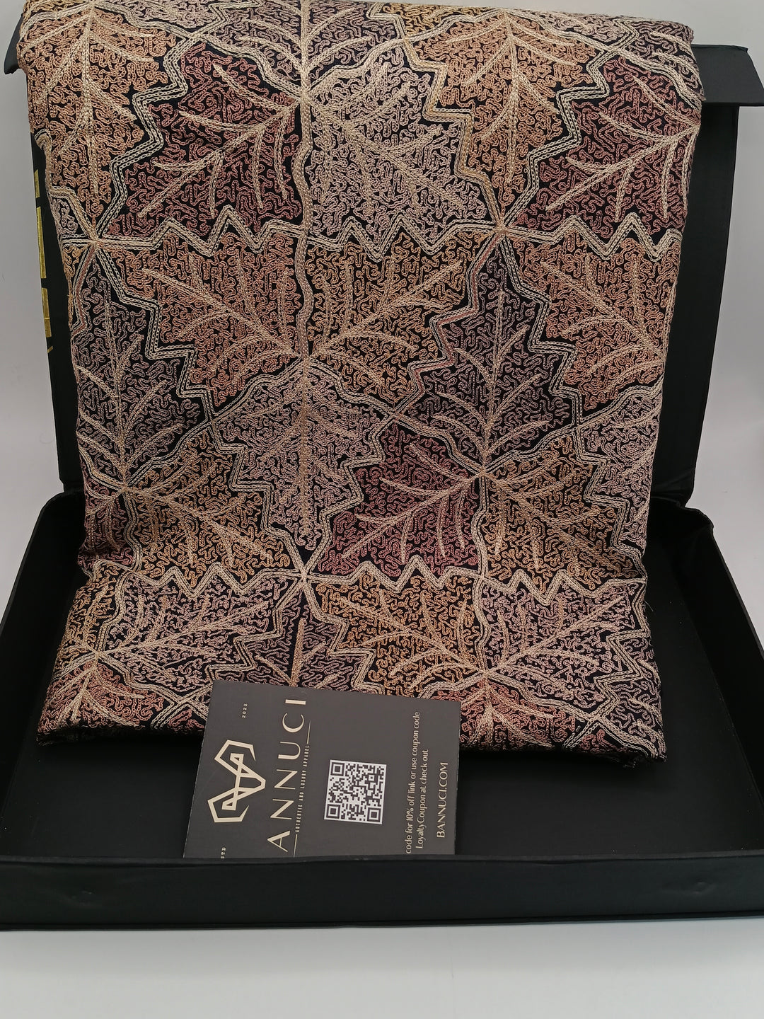 Premium Quality Black Embroidered Pashmina Cashmere Shawl