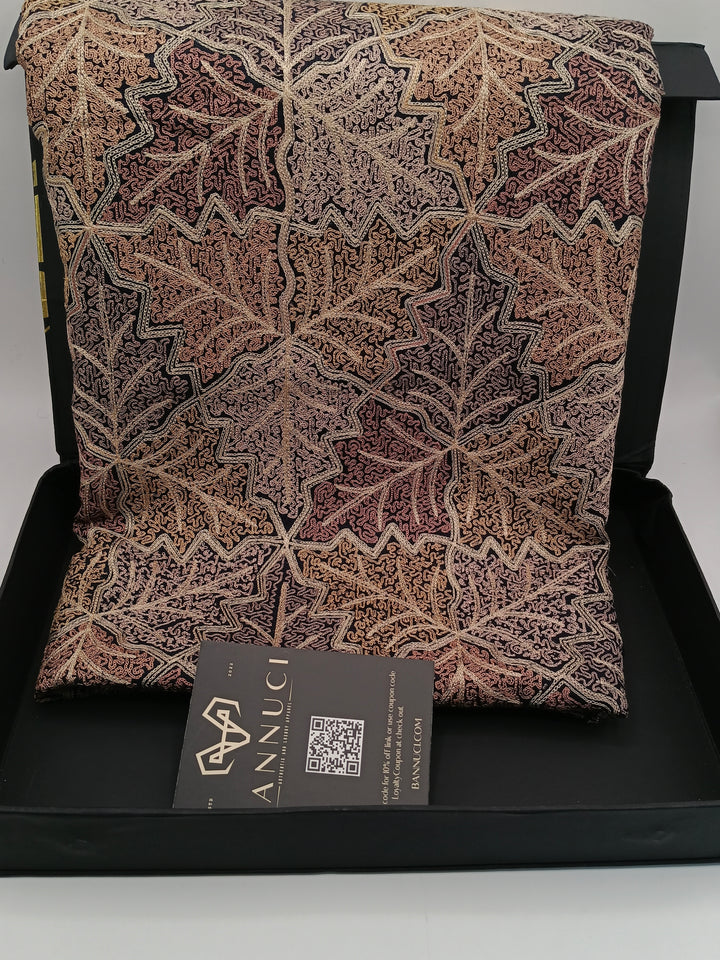 Premium Quality Black Embroidered Pashmina Cashmere Shawl