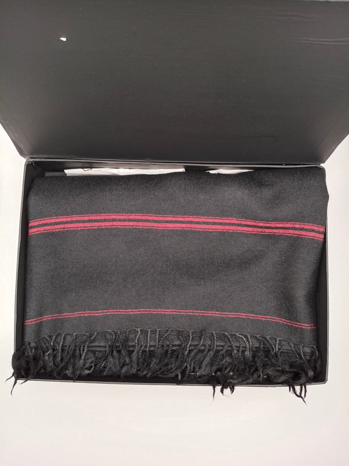 Premium Quality Multi Color Striped Double Fiber 72 Black Woolen Shawl