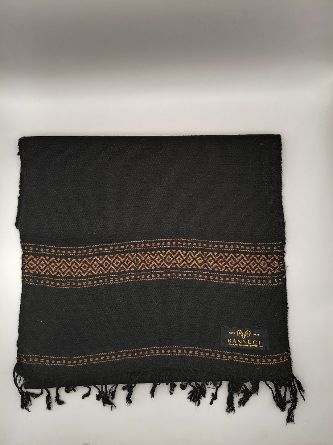 Premium Quality And Extremely Soft Black Muffler With Orange Stripped Design