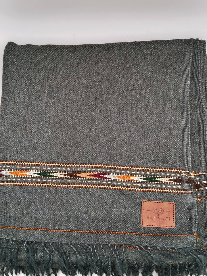 Premium Quality Striped Dark Gray Heavy Weight Lamb Woolen Shawl