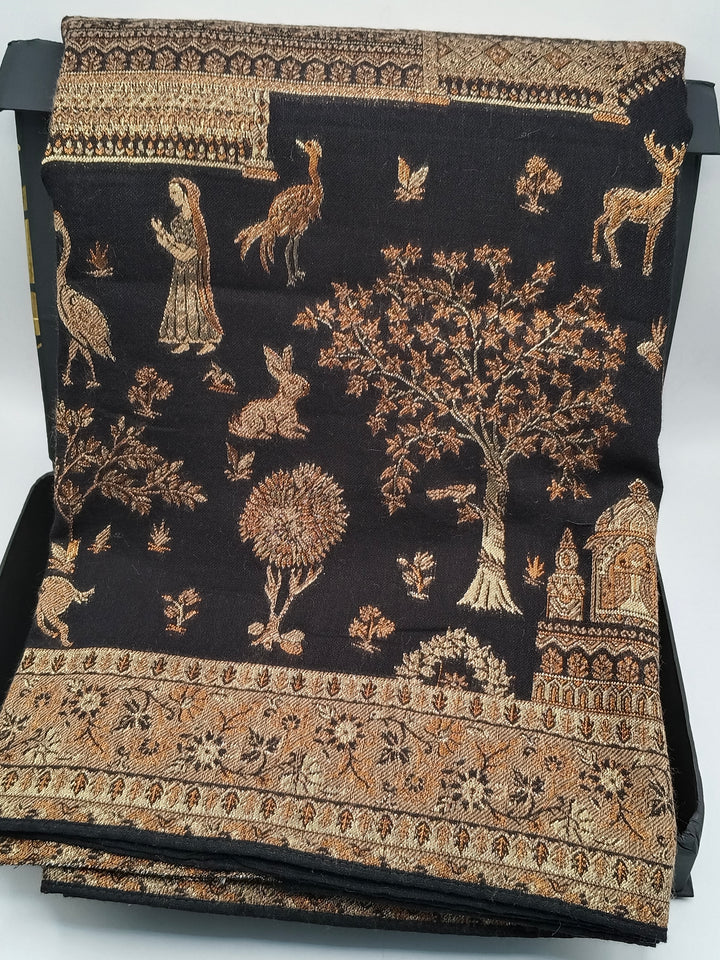 Premium Quality  Black Color kani Pashmina  Shawl