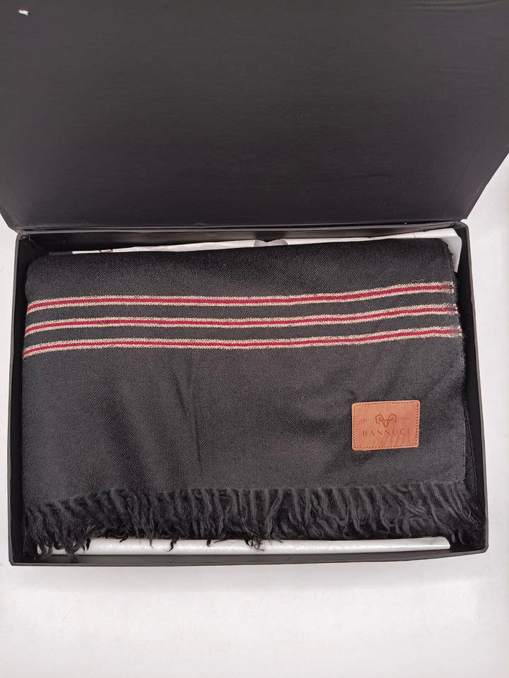 Premium Quality Multi Color Striped Double Fiber 72 Black Woolen Shawl