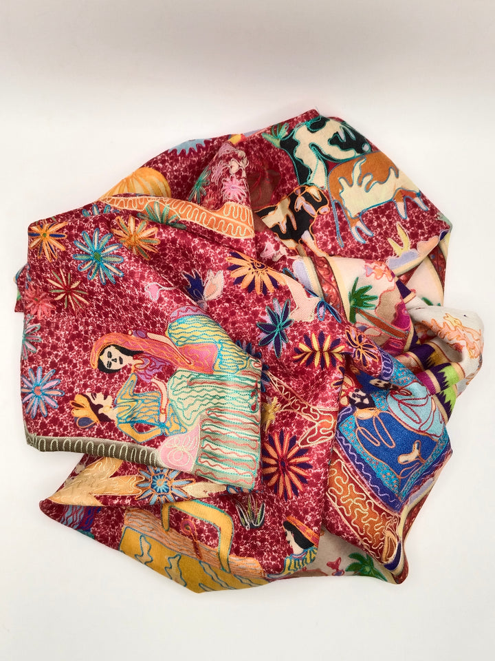 Kalmkar Shawl With Machine Ari Work