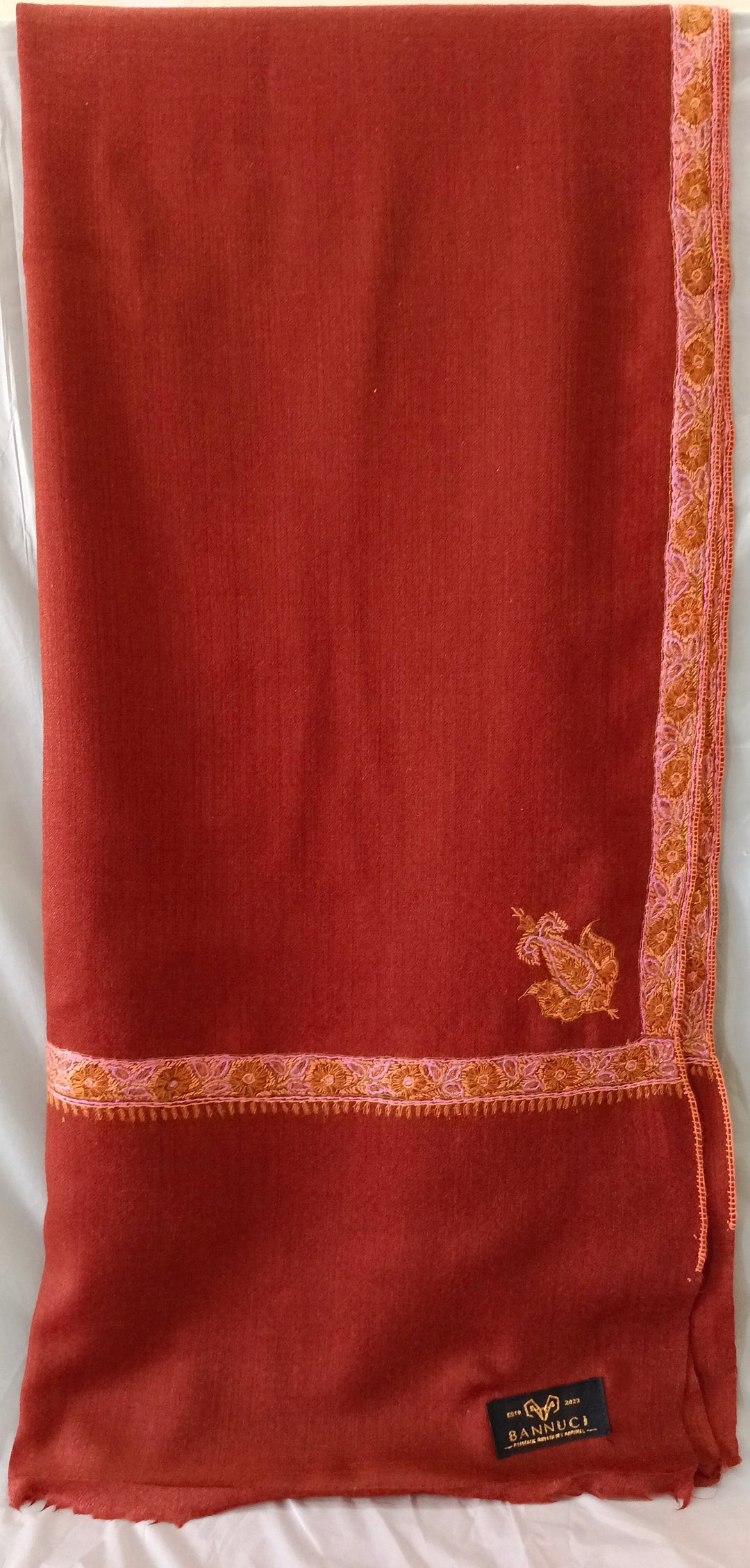 Hand Embroidered Original Toosh Shawl With Border
