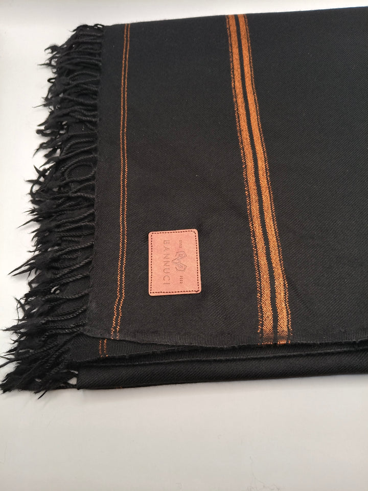 Premium Quality Multi Color Striped Double Fiber 72 Black Woolen Shawl
