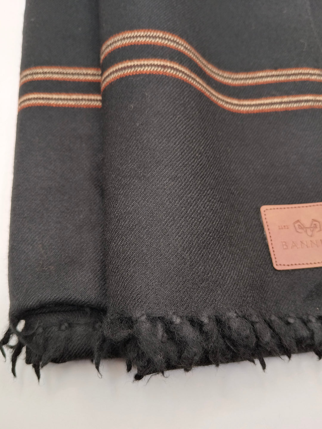Premium Quality Multi Color Striped Double Fiber 72 Black Woolen Shawl