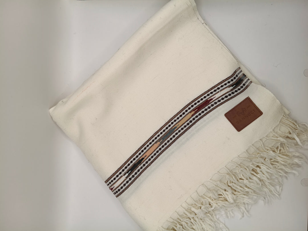 Supreme Quality Off White Pure Angora Rabbit Striped Woolen Shawl 2
