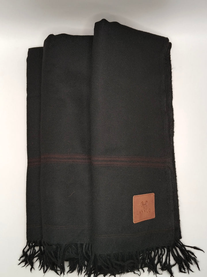 Premium Quality Light Color Striped Double Fiber 72 Black Woolen Shawl