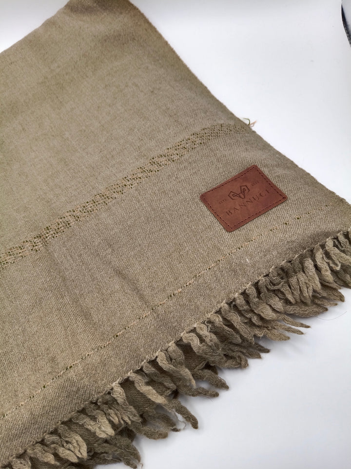 Supreme Quality Gray Brown Pure Angora Rabbit Striped Woolen Shawl