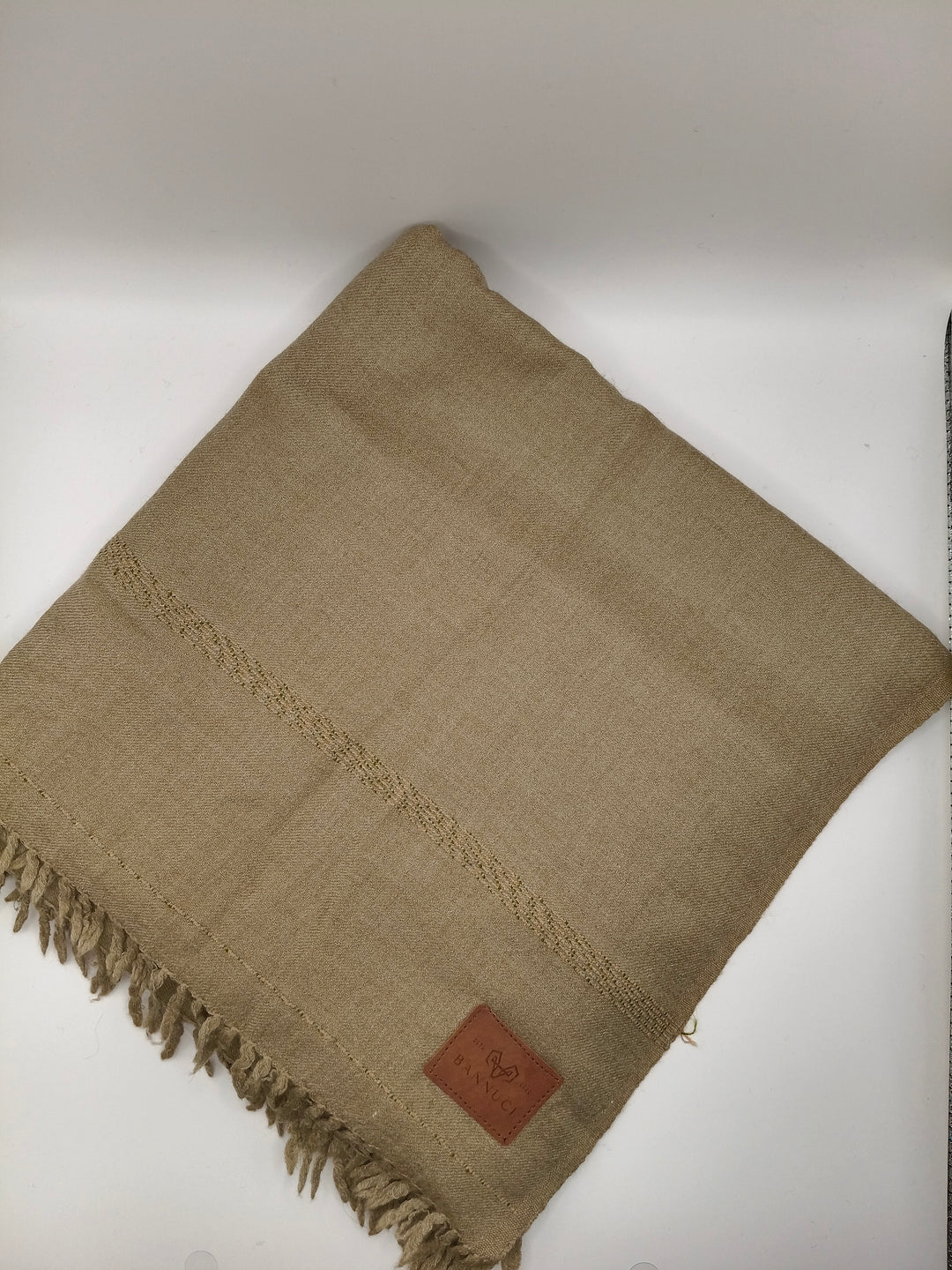 Supreme Quality Gray Brown Pure Angora Rabbit Striped Woolen Shawl