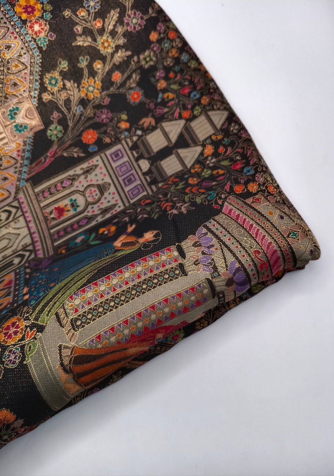 Premium Quality Black Mix Multi Color kani Silk Pashmina  Shawl