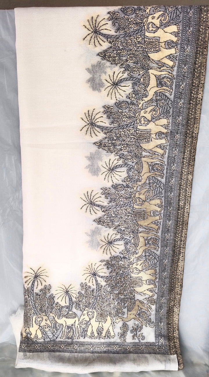Toosh Kani Shawl With Khadi Pattern
