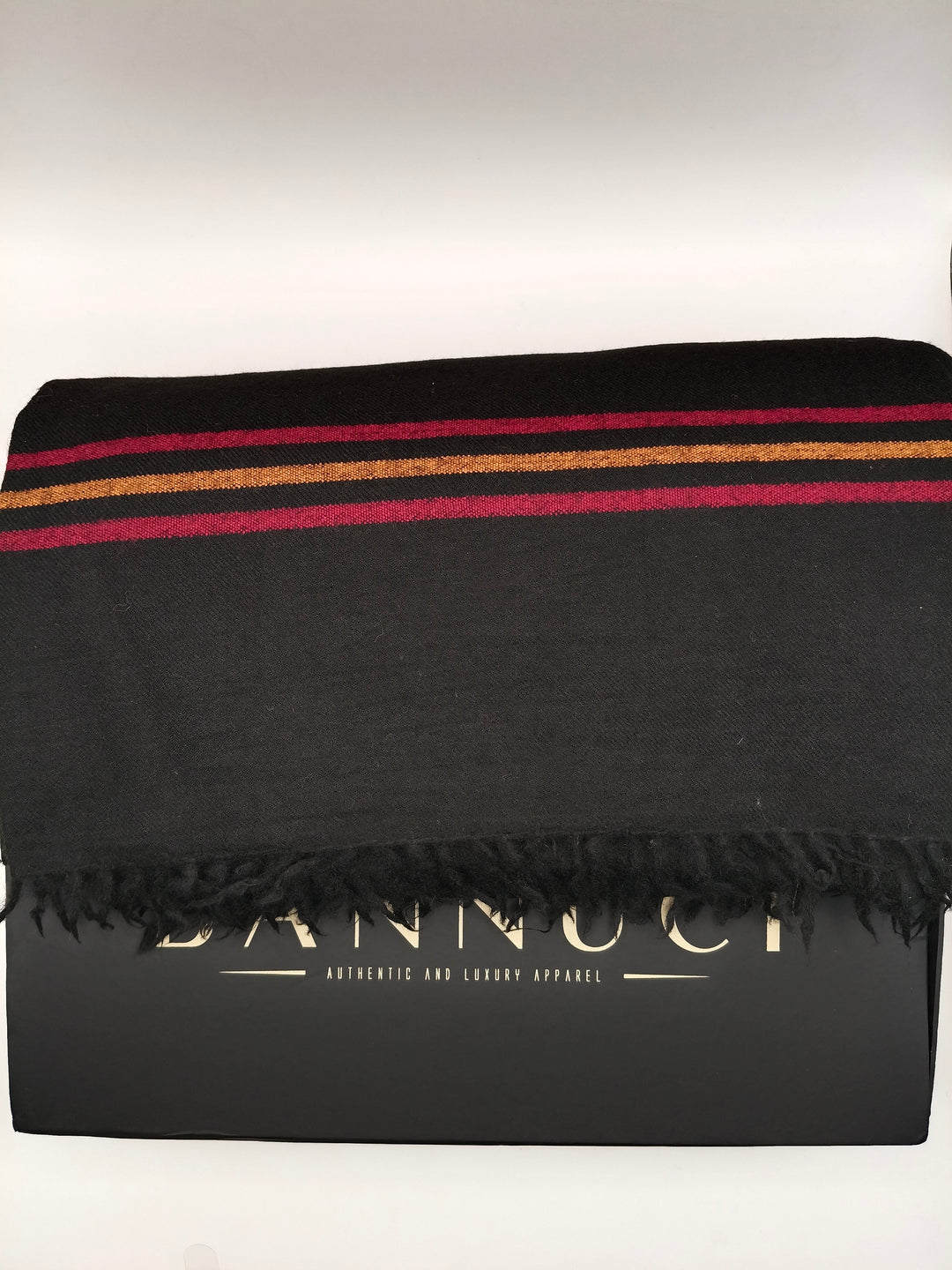 Premium Quality Multi Color Striped Double Fiber 72 Black Woolen Shawl