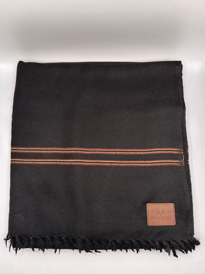 Premium Quality Multi Color Striped Double Fiber 72 Black Woolen Shawl