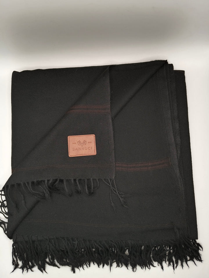 Premium Quality Light Color Striped Double Fiber 72 Black Woolen Shawl