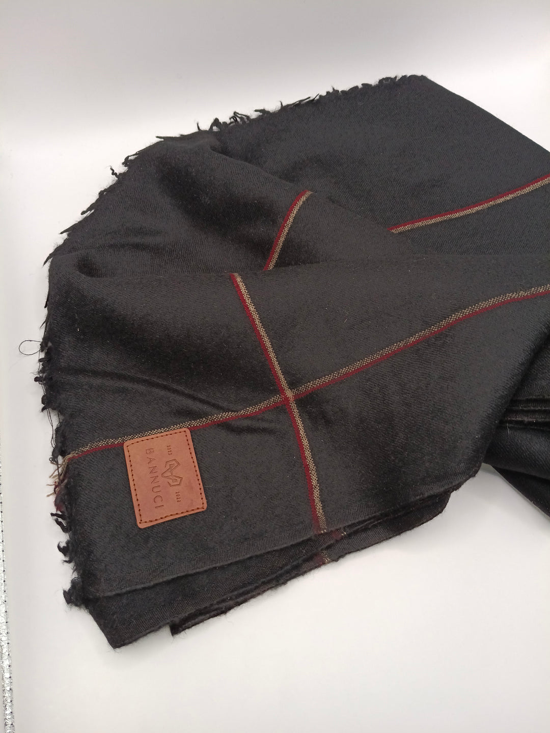Premium Quality Striped Single Fiber Black Woolen Shawl