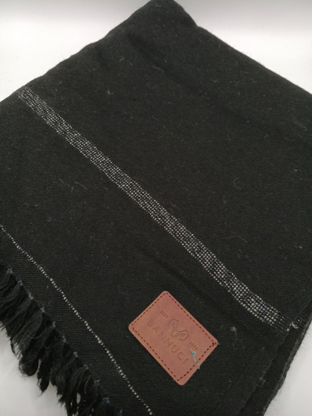 Supreme Quality Gray Pure Angora Rabbit Striped Woolen Shawl