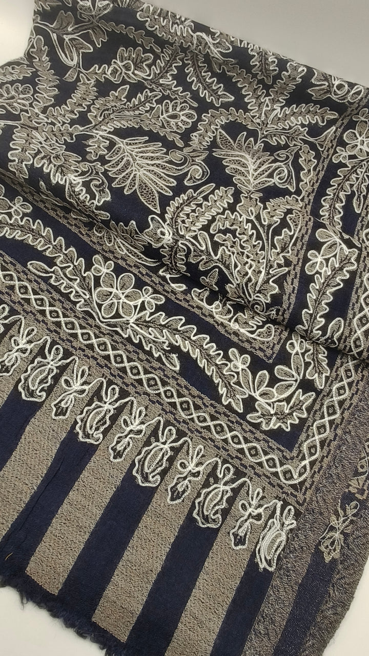 Premium Quality Black Embroidered Pashmina Cashmere Shawl
