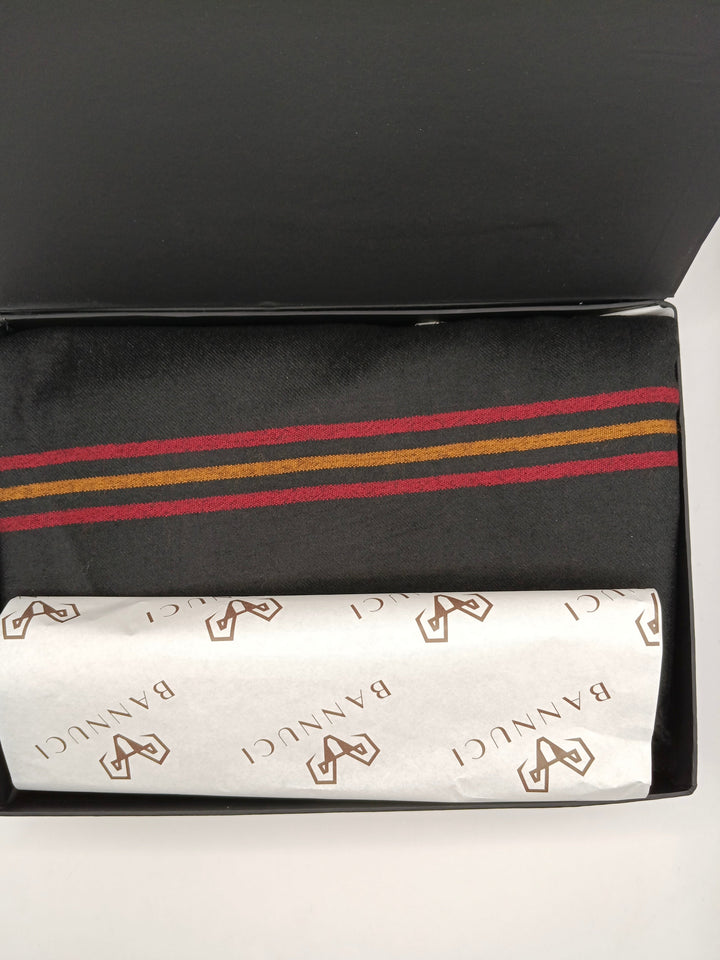 Premium Quality Multi Color Striped Double Fiber 72 Black Woolen Shawl