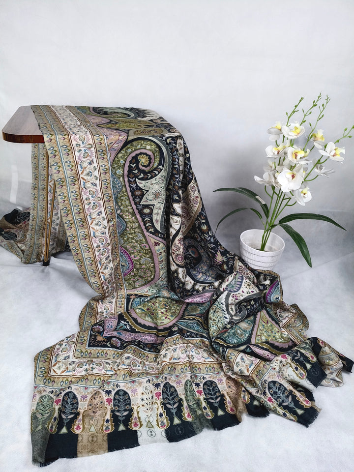 Premium Quality Kalmkar Shawl With Machine Ari Work