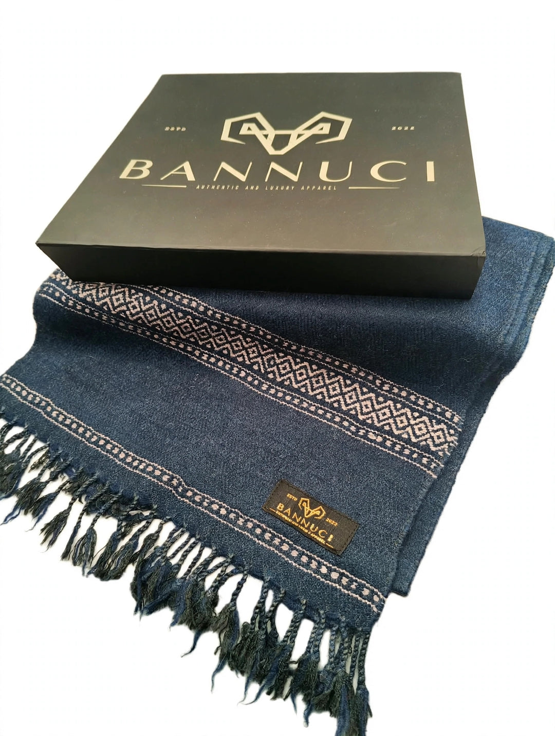 Premium Quality And Extremely Soft Blue Muffler With White Stripped Design